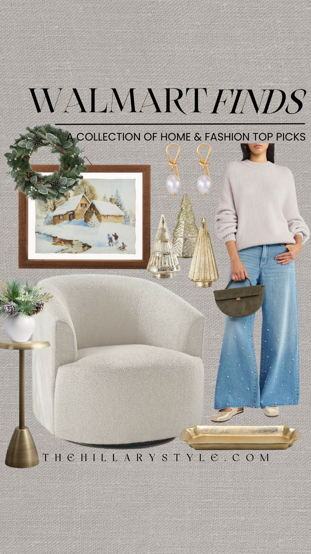 🤍 Walmart Finds: Natural & Neutral Holiday Chic
Trading the traditional red and green for winter whites and luxe textures this season! ❄️ Found the absolute best elevated essentials at Walmart for a Natural Christmas aesthetic. The sherpa chair and pearl-embellished denim are giving minimalist luxe vibes, and those gold accents are the perfect touch of holiday glamour. Time to make your home and closet feel effortlessly chic and cozy for the season. Which piece is making it onto your must-have list? 

#TheHillaryStyle #WalmartFinds #WalmartFashion #NeutralDecor #HolidayDecor #WinterWhites #MinimalistLuxe #ElevatedEssentials #NaturalChristmas #HolidayStyle #WinterFashion #SherpaChair #PinterestAesthetic 

  

#LTKHoliday #LTKHoliday #LTKSeasonal #LTKHome