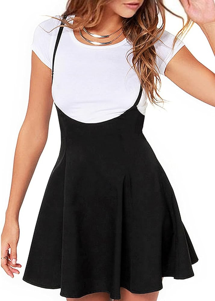YOINS Women's Suspender Skirt Basic High Waist Versatile Flared Skater Skirt | Amazon (US)