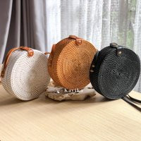 Round Rattan Bag - Lombok Crafts, Straw Sling Bags, Tropical Beach Bag, Woven Summer Crossbody Gift For Mom, Women | Etsy (US)