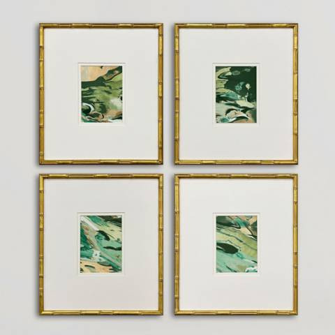 Verdant Fusion 17"W x 19"H Contemporary Framed Art Set of 4 | Lamps Plus
