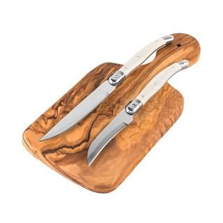 French Home Olive Wood 3-Piece Cutting Board and Stainless Steel Citrus Knife Set | The Home Depot