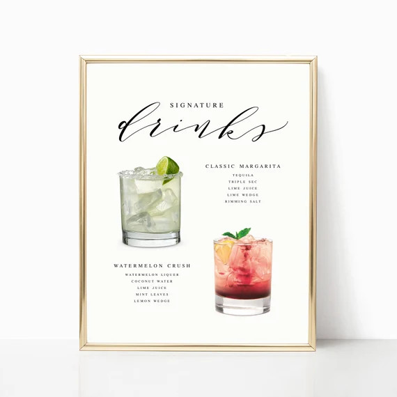 Printable Signature Cocktails Sign  Editable Signature - Etsy | Etsy (US)
