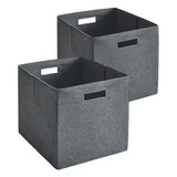 Better Homes & Gardens Fabric Cube Storage Bins (12.75" x 12.75"), Gray Textured, 2 Pack | Walmart (US)