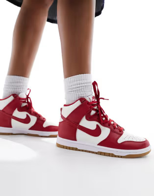 Nike Dunk High sneakers in red and white | ASOS (Global)