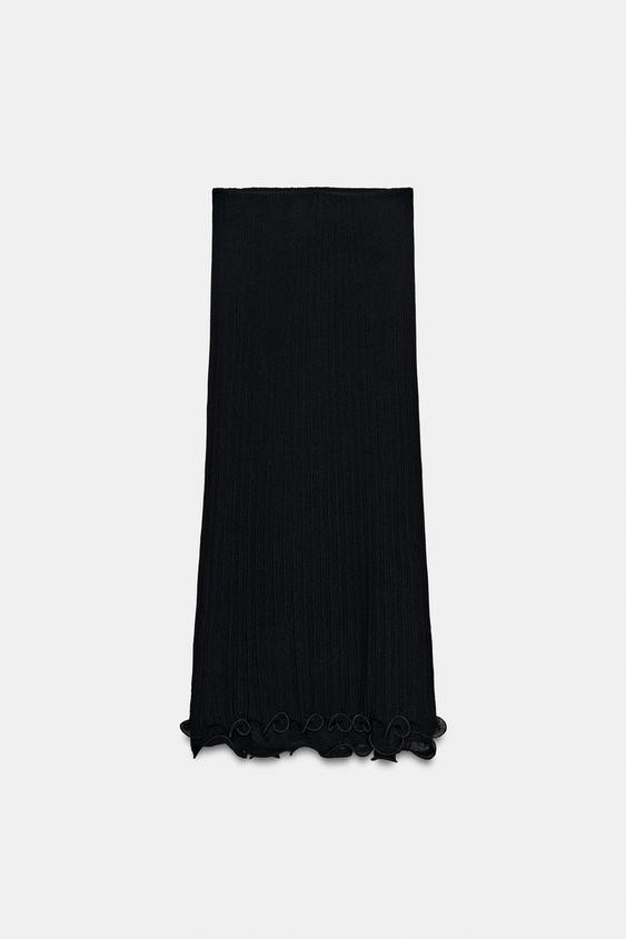 Zara - Double-Layer Knit Midi Skirt - White - L - Woman | Zara US