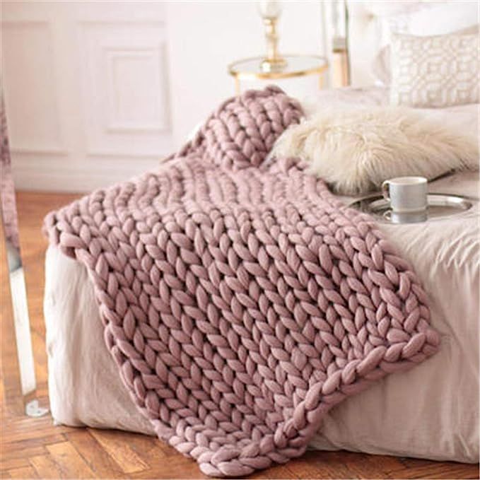 Nicole Knupfer Handmade Giant Soft Thick Chunky Knitted Blanket Cozy Bed Throw, Fashion Sofa Blan... | Amazon (UK)