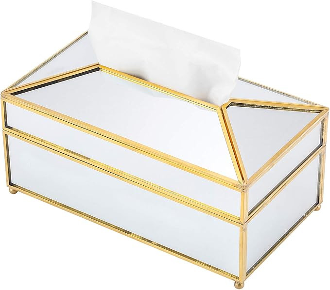 Decorative Tissue Box Holder, Stylish Glass Napkin Storage Box Pumping Paper Dispenser Facial Tis... | Amazon (CA)
