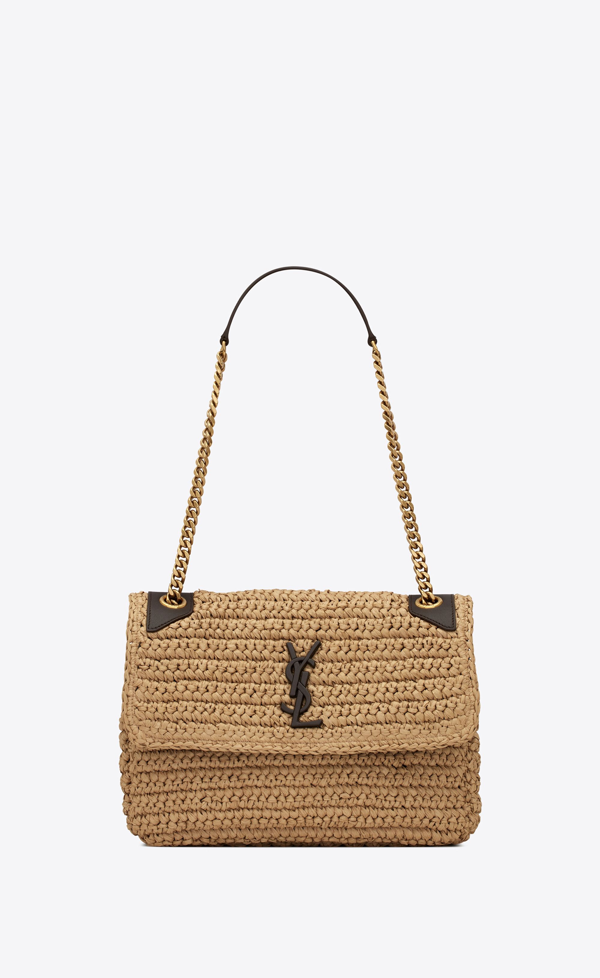 niki medium chain bag in raffia and leather | Saint Laurent Inc. (Global)