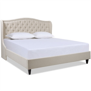Jennifer Taylor Home Coverley Tufted Wingback Platform Bed King Sky Neutral | Homesquare