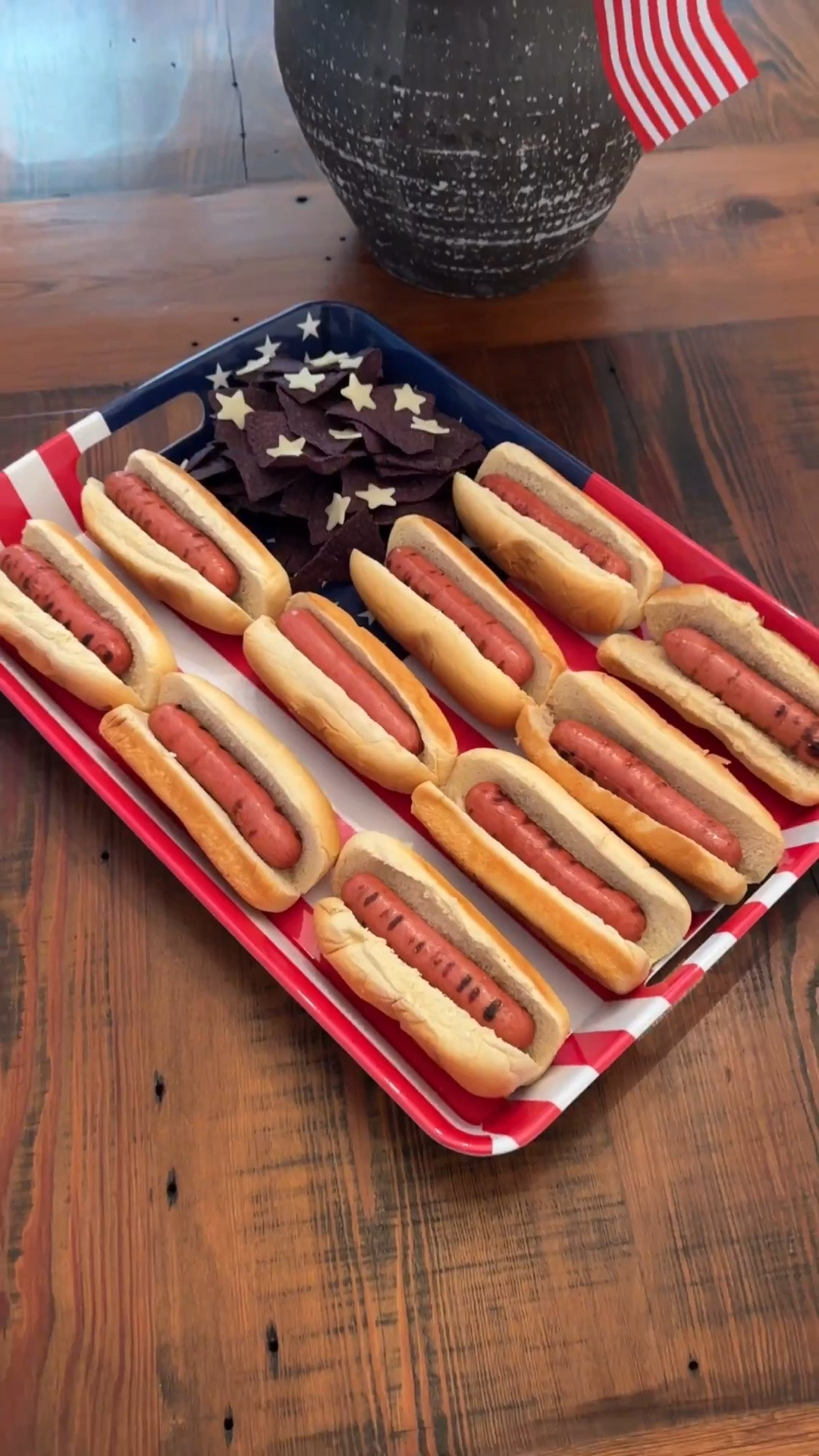 Nothing says 4th of July like a hot dog bar the whole family can make their own 🌭🇺🇸 Gracie June went ketchup only, Caycen went completely plain (classic 😂), Chance went full chili cheese situation, and I went chili, cheese, banana peppers and mustard because I do not do things halfway!

The flag board is almost too pretty to eat… almost 😂

Tell me in the comments — what are your must have hot dog toppings? 👇

#4thofJuly #hotdogbar #fourthofjuly #summerrecipes #familydinner