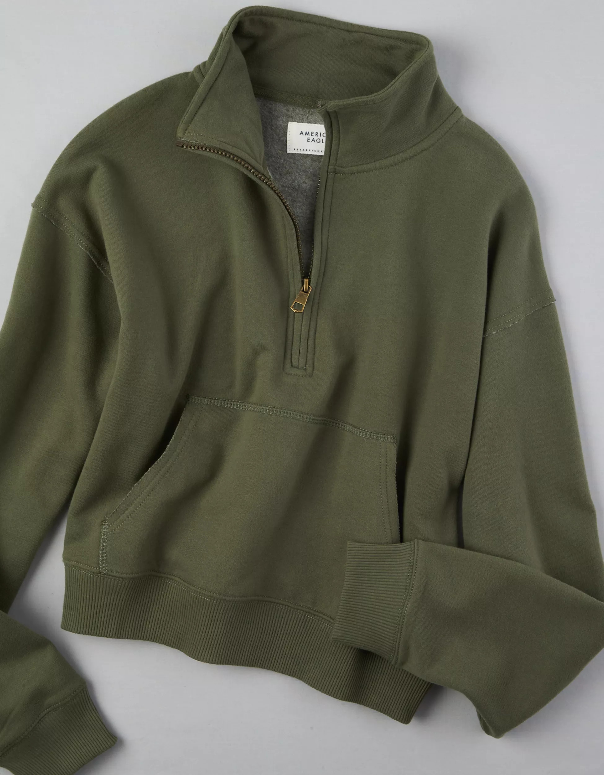 AE Cropped Quarter-Zip Sweatshirt | American Eagle Outfitters (US & CA)
