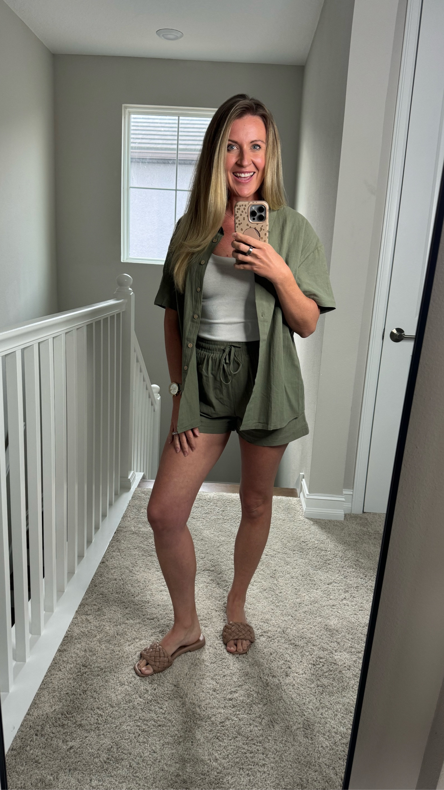 For those warm weather days when you need something comfortable yet stylish and fits your mom life, this is it! Matching linen shorts set is incredibly soft and flattering!

Wearing a size small
Almost 5’6” and 130lbs 

#LTKGiftGuide #LTKstyletip #LTKSeasonal