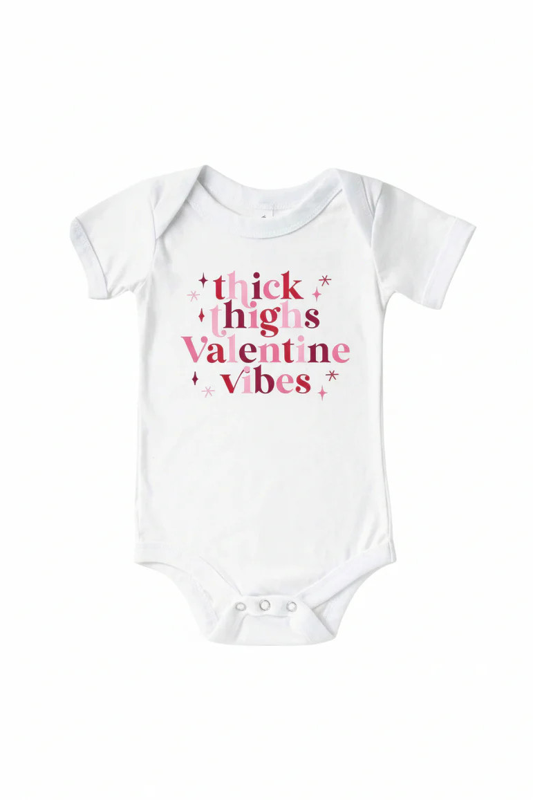 Thick Thighs Valentine Vibes Graphic Bodysuit | White | Caden Lane