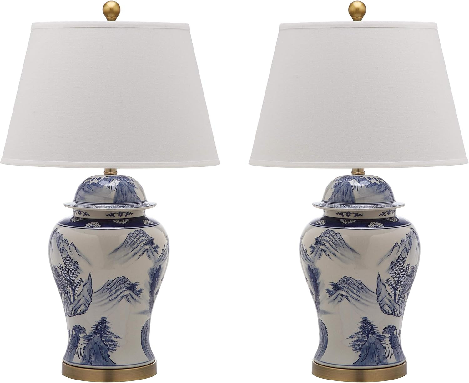 SAFAVIEH Lighting Collection Shanghai Chinoiserie Blue/ White Ginger Jar 29-inch Bedroom Living R... | Amazon (US)