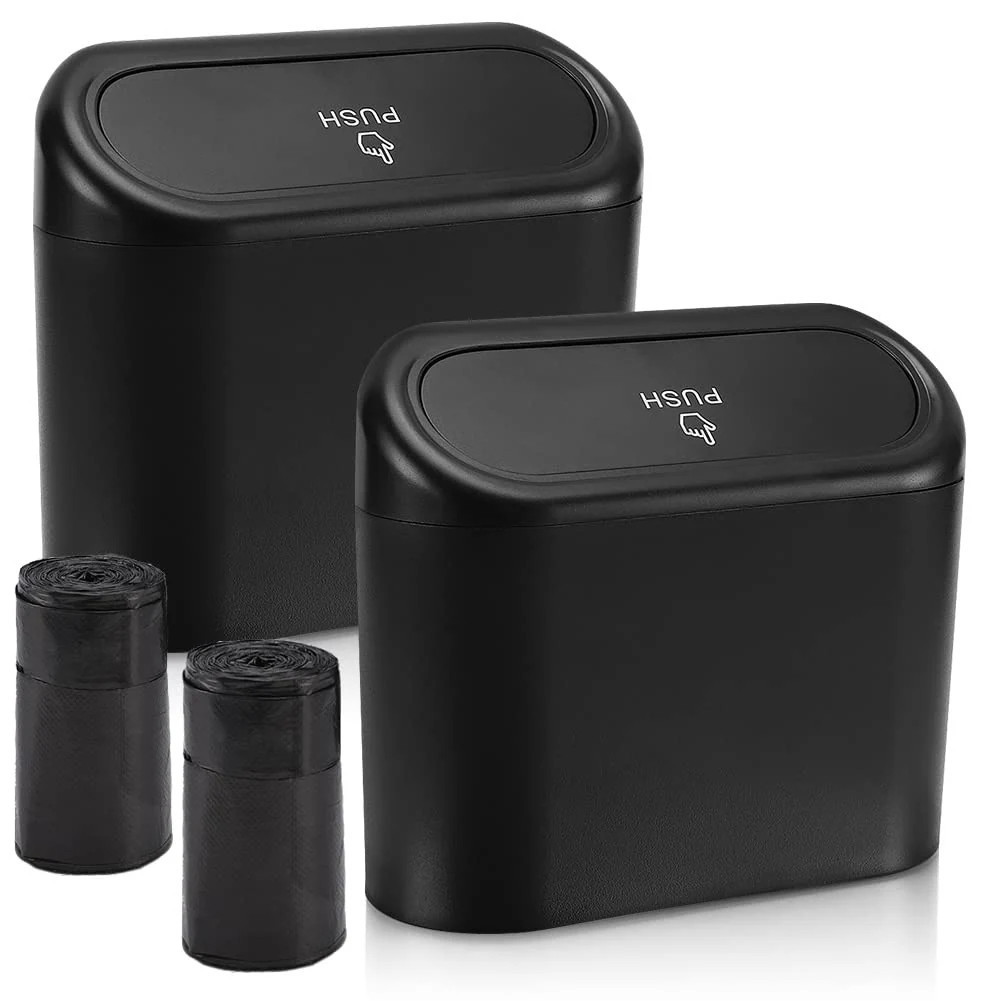 Yichuhaoxi Mini Car Trash Can with Lid 2 pack Small Auto Garbage Bin with 60 pcs Bags Waterproof Leakproof Organizer for Vehicle Home Office | Lowe's