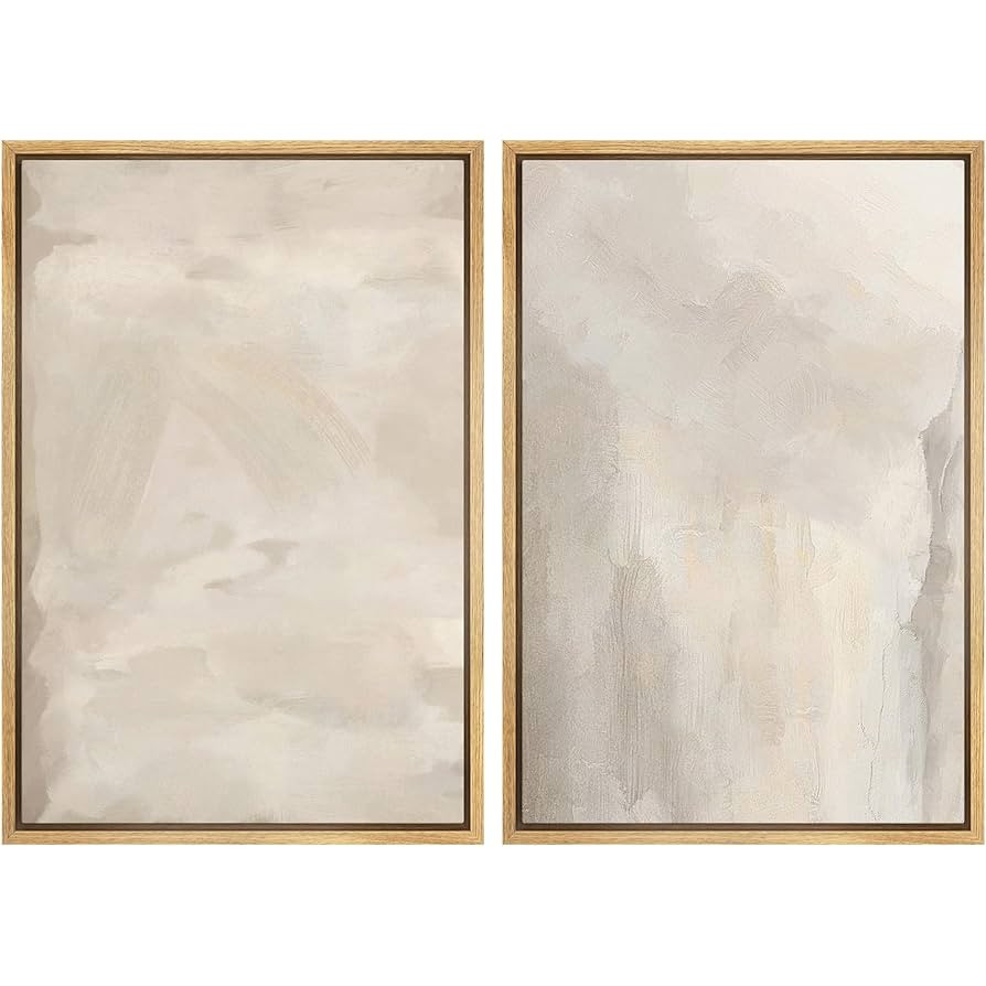 MUDECOR Framed Canvas Print Wall Art Abstract Neutral Tones Minimalist Earthy Color Palette Illus... | Amazon (US)