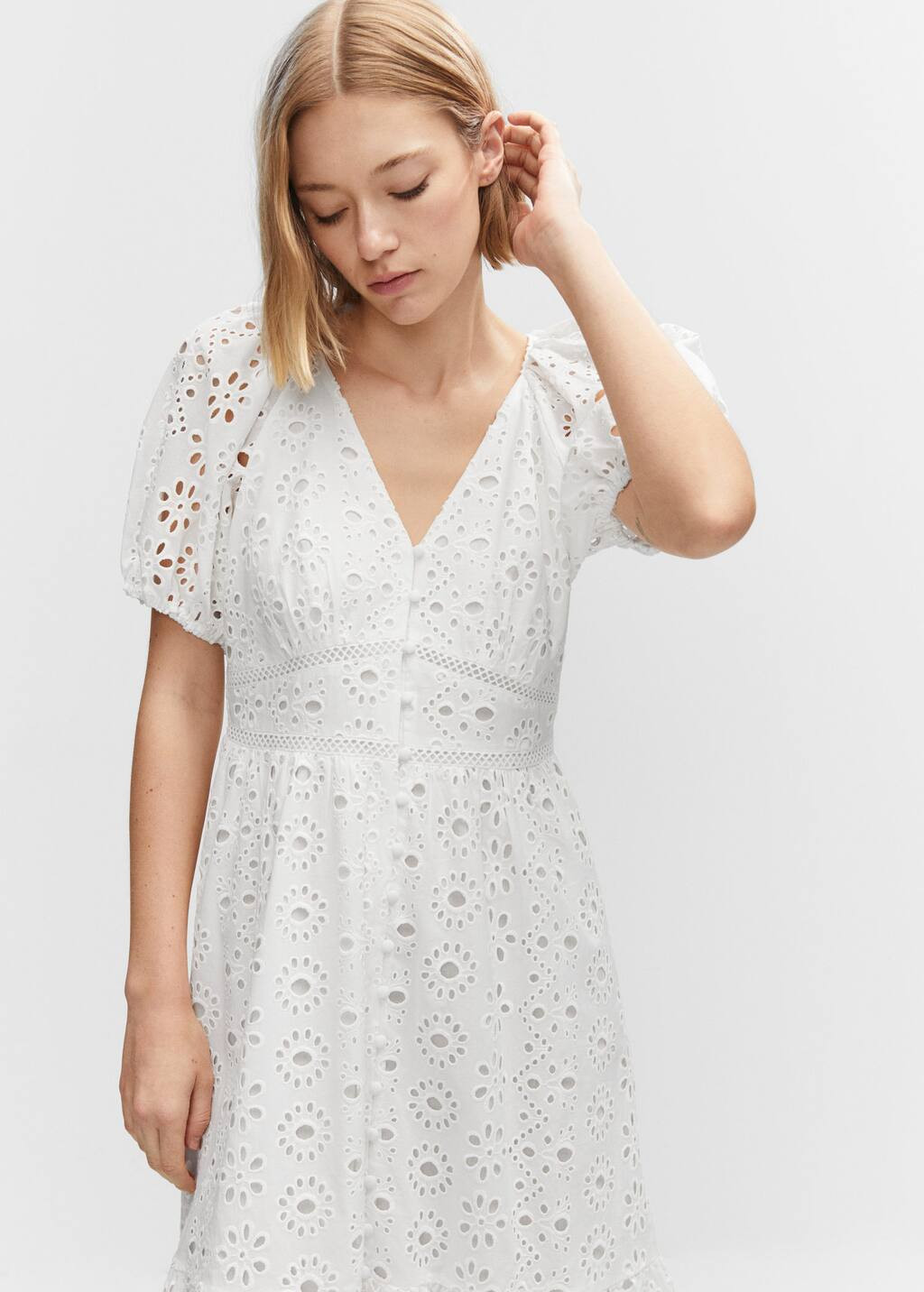 Embroidered openwork dress -  Woman | Mango Netherlands | MANGO (NL)
