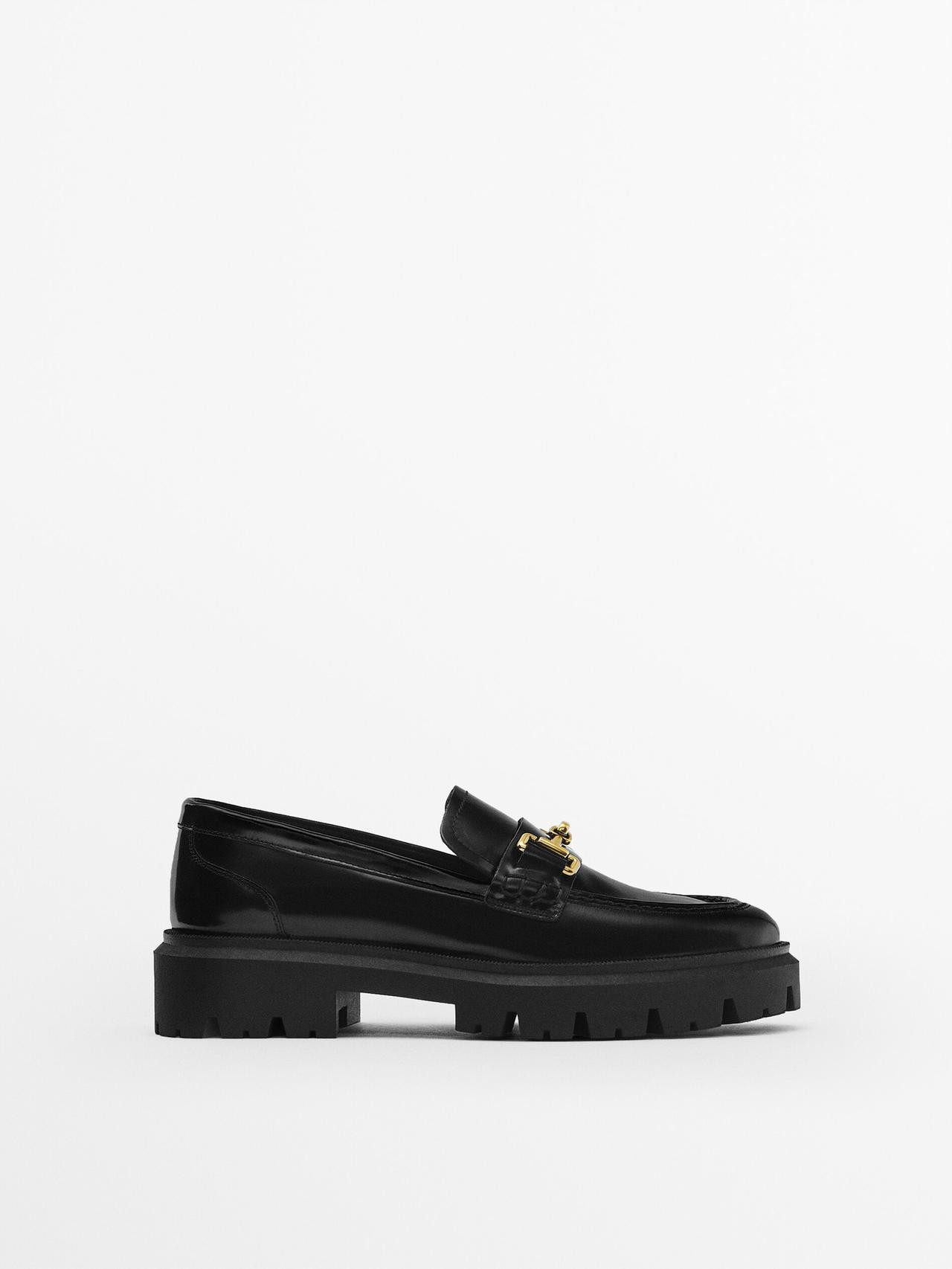 Leather loafers with super track soles | Massimo Dutti US