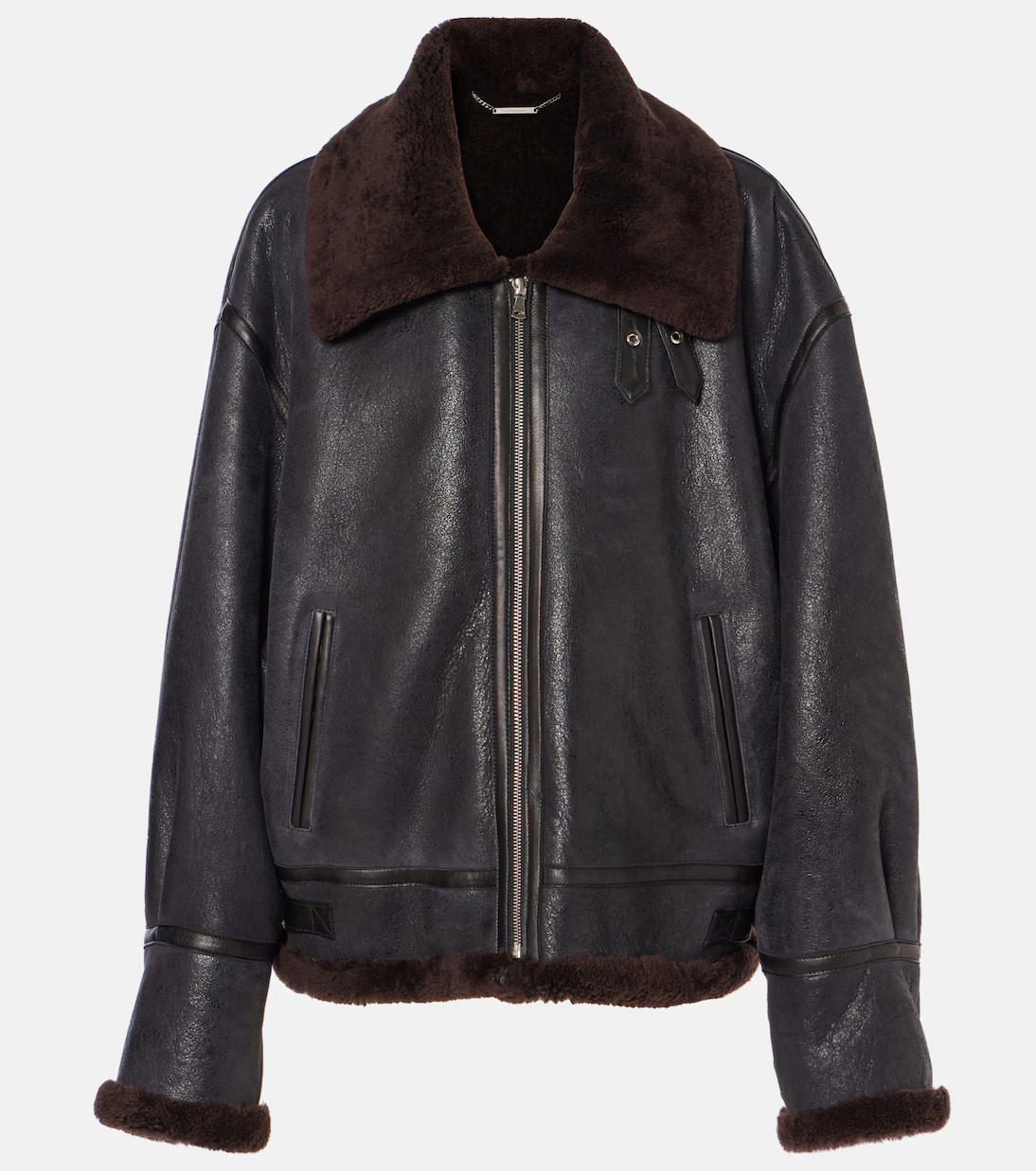 Portia shearling-trimmed leather jacket | Mytheresa (US/CA)