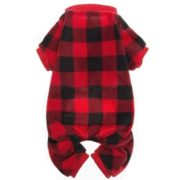 Dog Autumn Pajama, Red Plaid O-Neck Half-Sleeves Christmas One-Piece Nightwear with Elastic Strap... | Walmart (US)