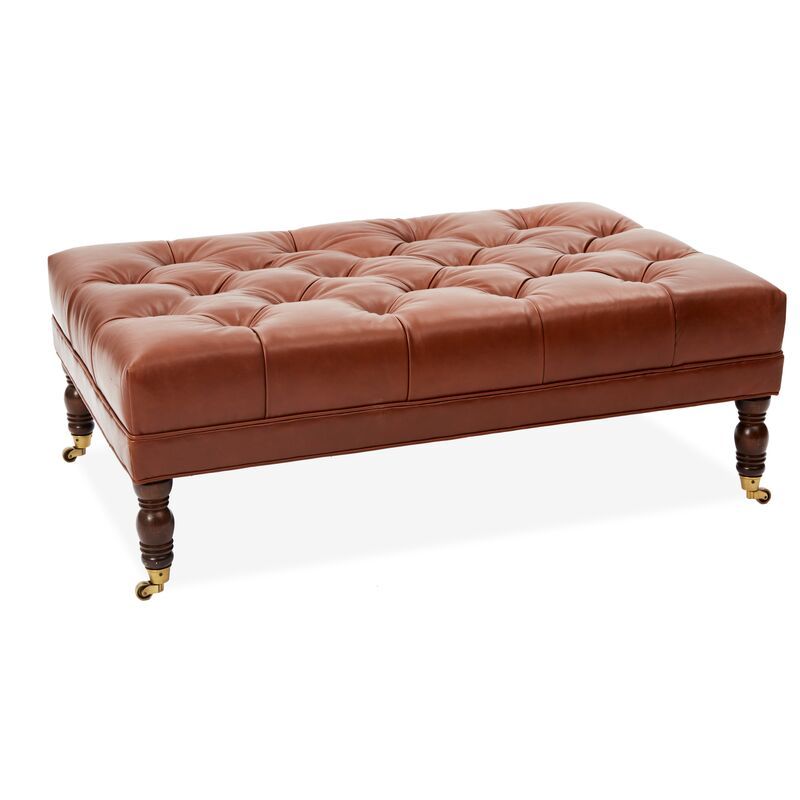 Anna Cocktail Ottoman, Saddle Leather | One Kings Lane