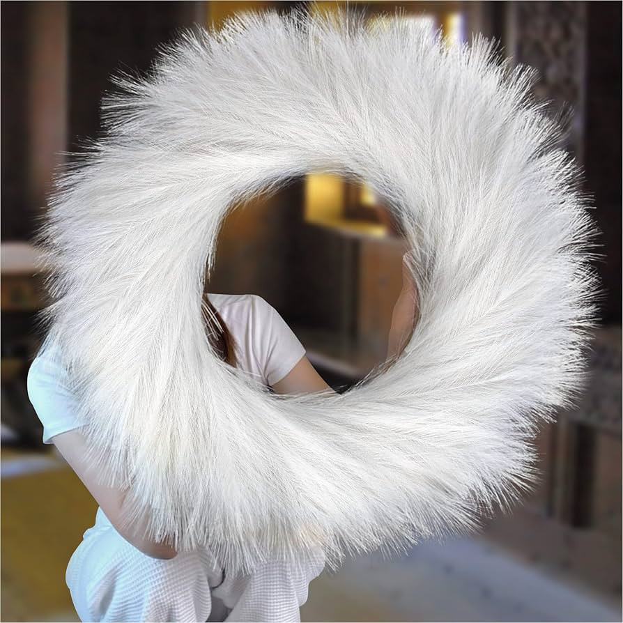 27in White Pampas Grass Wreath for Boho Wall Decor,Fall Wreaths for Front Door Outside,Full and N... | Amazon (US)