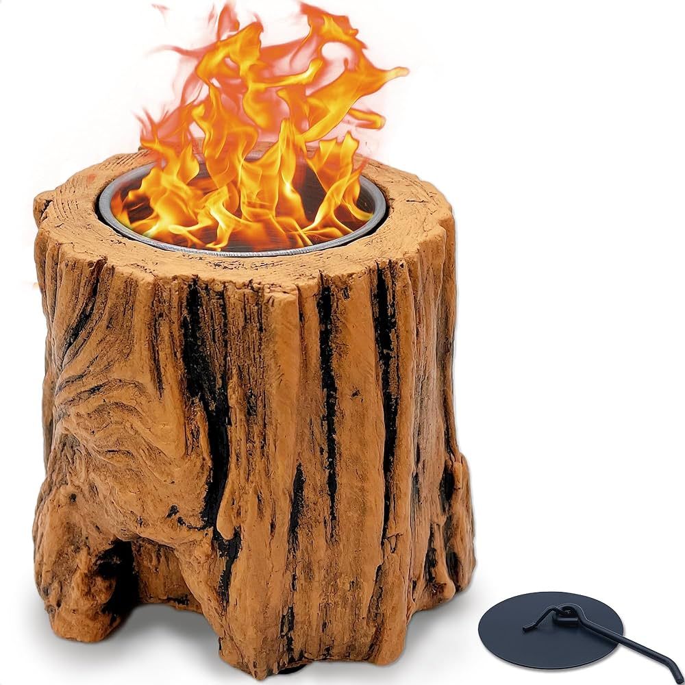 SISETOP Table Top Firepit, Tree Stump Table Top Fire Pit Bowl, Bioethanol Fuel Tabletop Fire Pit ... | Amazon (US)