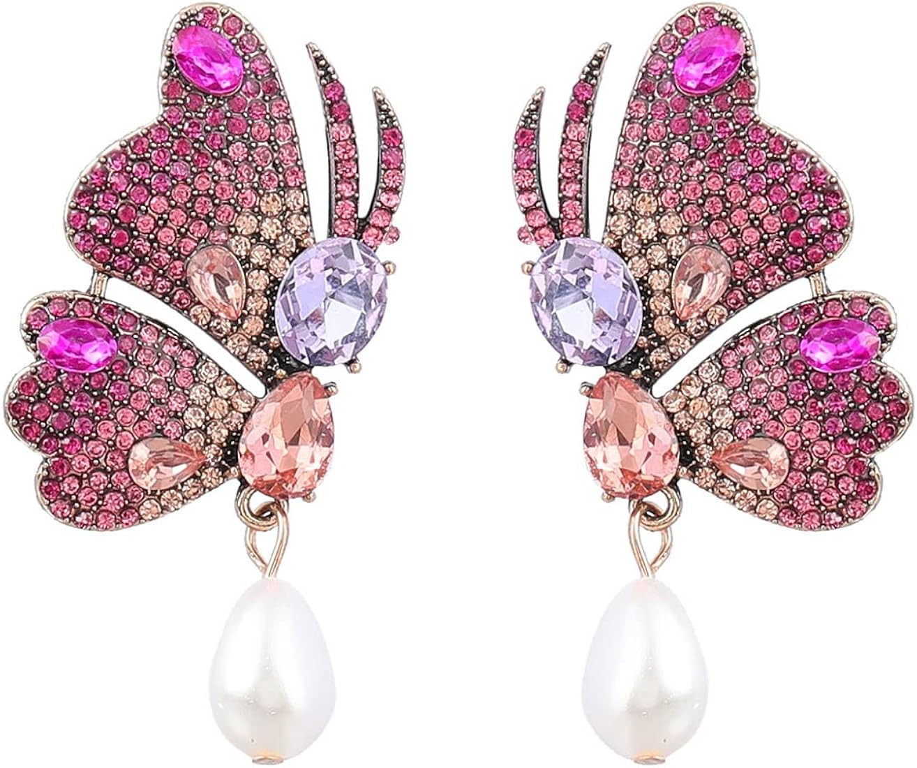 Butterfly Insect Earrings, Pearl Butterfly Dangle Earrings for Women, Bohemian Butterfly Wing Ear... | Amazon (US)