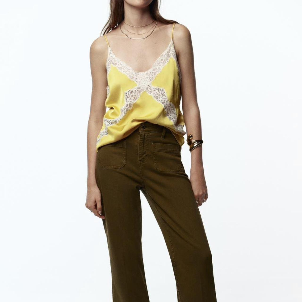 Zara Women's Tank top - Yellow - L | Depop US