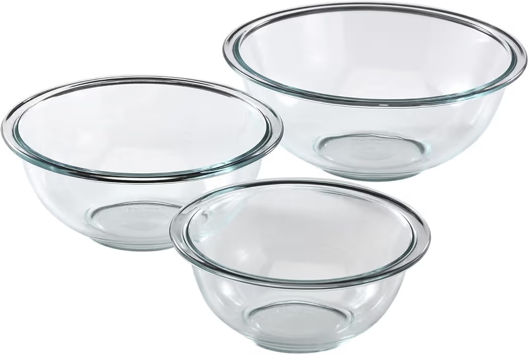 Pyrex Essentials (3-Piece) Glass Mixing Bowls Set For Prepping, Baking and Cooking, Preheated Ove... | Amazon (US)