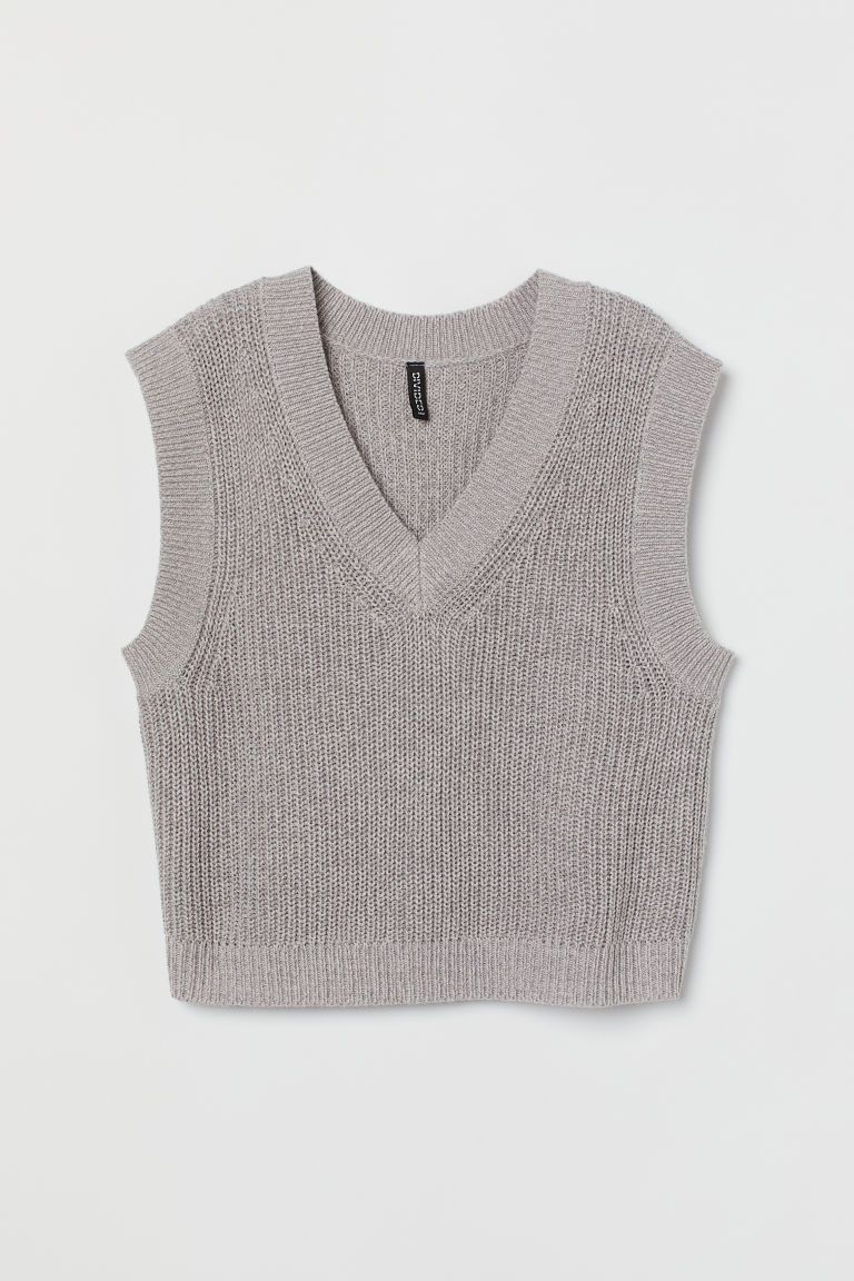 H & M - Ribbed Sweater Vest - Gray | H&M (US + CA)