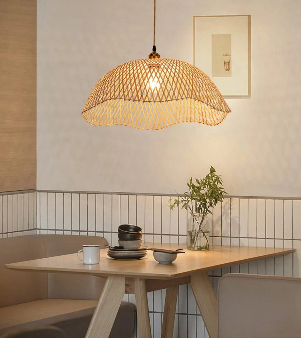 Arturesthome Bamboo Lampshade, Rattan Pendant Light, Bamboo Pendant Light, Wicker Lampshade,Woven... | Walmart (US)