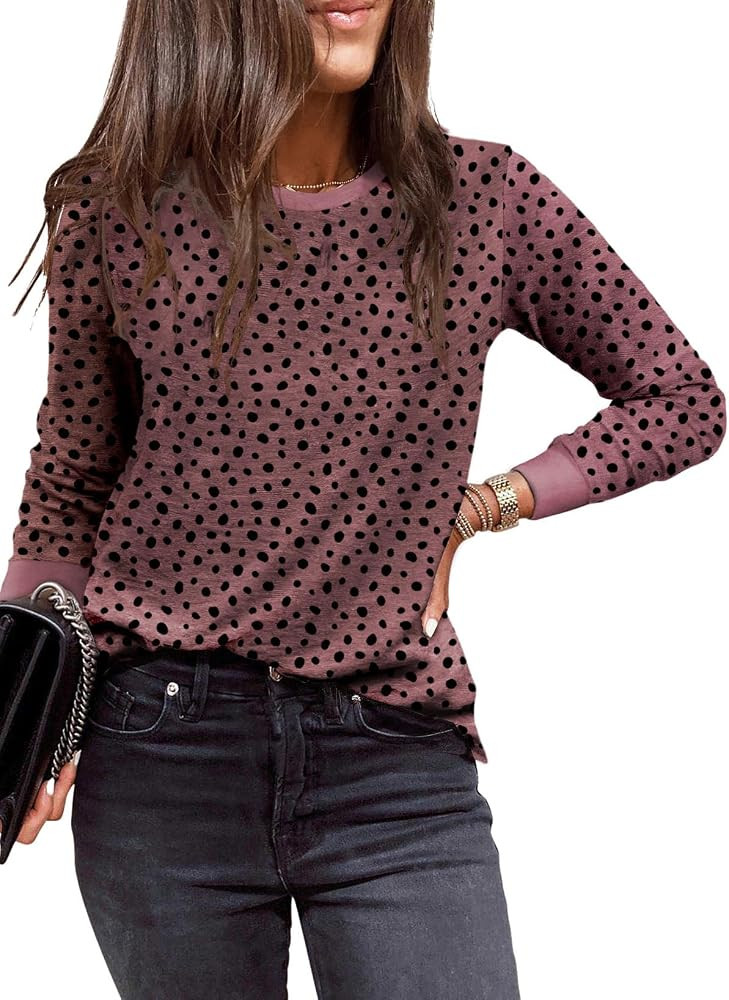 BLENCOT Women Long Sleeve Shirts Crewneck Leopard Print Casual Tunic Lightweight Fall Sweatshirts... | Amazon (US)