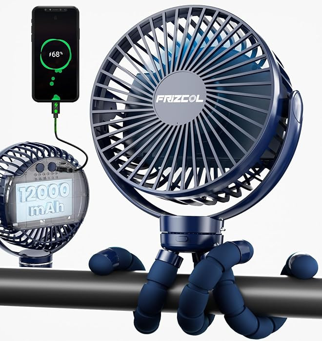 FRIZCOL 12000mAh Portable Stroller Fan, Use As Power Bank, 65H Battery Operated Fan Flexible Trip... | Amazon (US)