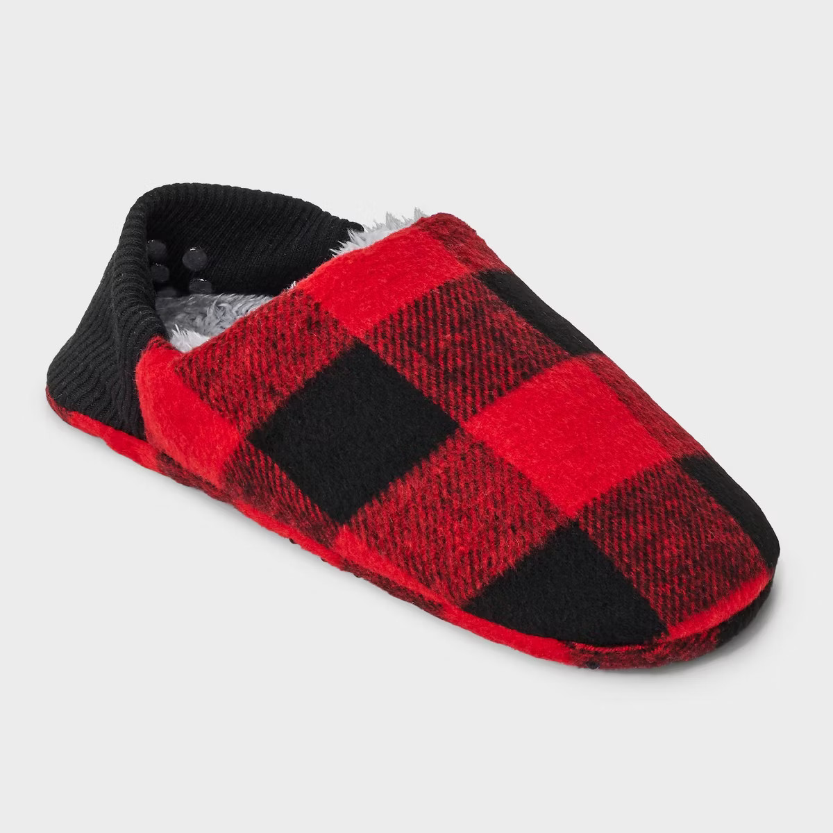 Adult Buffalo Plaid Fleece Lined Slipper Socks with Huggable Heel & Grippers - Wondershop™ Red/... | Target