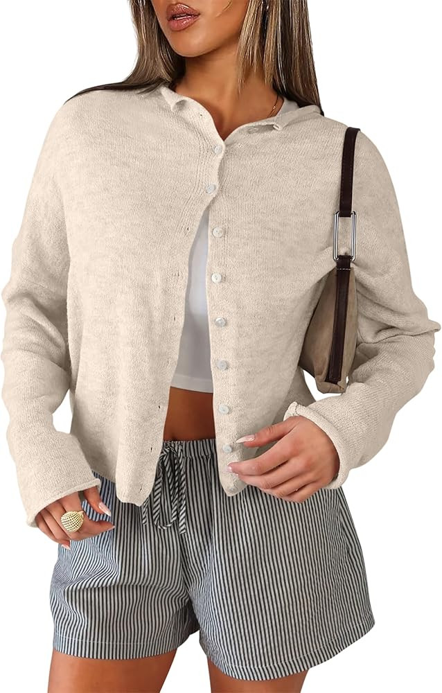ANRABESS Cardigan Sweaters for Women Lightweight Button Down Long Sleeve Soft Y2k Trendy Casual 2... | Amazon (US)