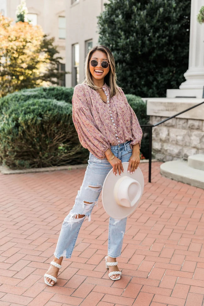 Destiny Surprise Floral Button Down Blouse | The Pink Lily Boutique