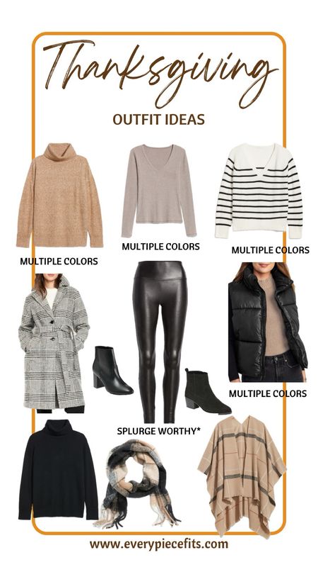 Neutrals are an easy fall outfit staple and can be dressed up with some pops of jewelry. These are easy to mix and match for fall and Thanksgiving, and then wear through spring. Each sweater comes in a variety of colors. 

The Spanx faux leather leggings are an essential in my closet. I’ve had the same pair for years and love the style and fit. I have to fold them under about 3 inches but it isn’t noticeable when worn with heels or booties. They are *splurge worthy* because I have get to find another pair of faux leather pants or leggings more comfortable and that do not get too warm  

#everypiecefits

#LTKSeasonal #LTKsalealert #LTKstyletip