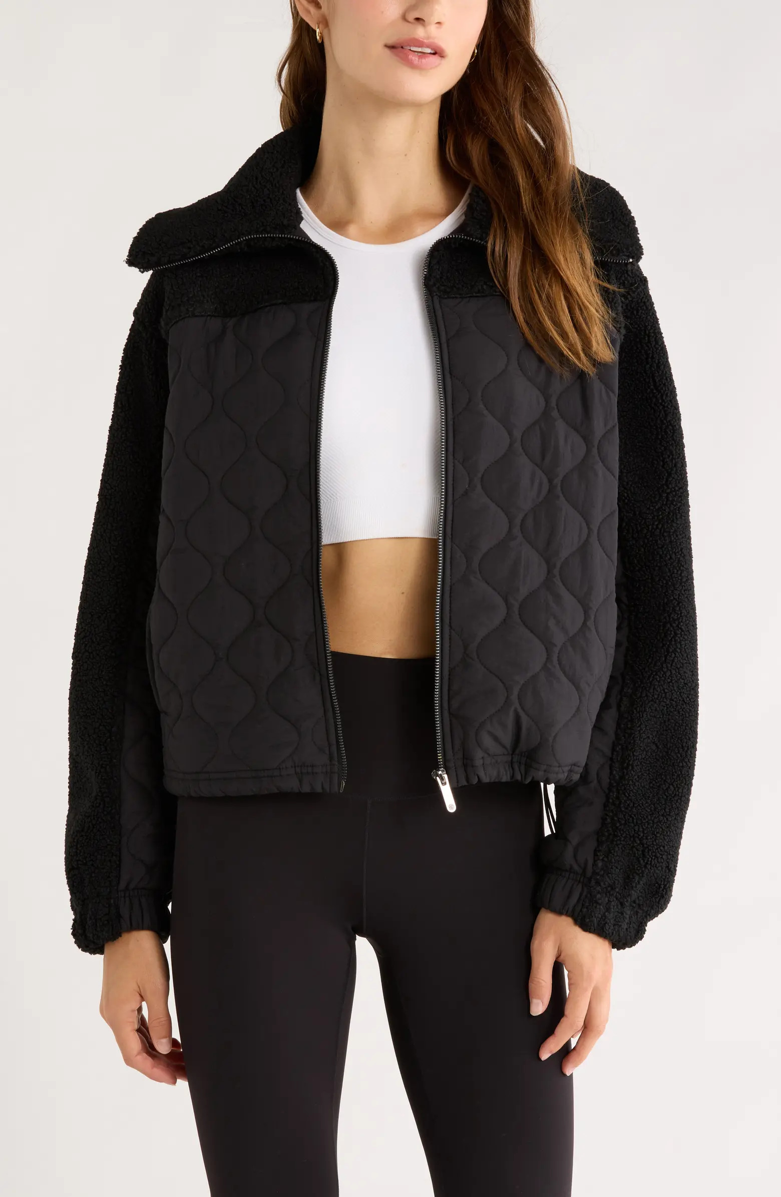 Faux Shearling & Quilted Nylon Hybrid Jacket | Nordstrom