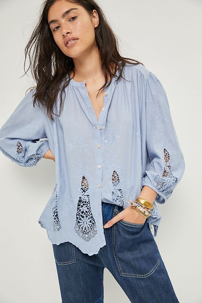 Daisy Embroidered Lace Buttondown | Anthropologie (US)