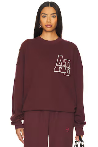 ANINE BING Miles Oversized Sweatshirt Letterman in Dark Burgundy from Revolve.com | Revolve Clothing (Global)