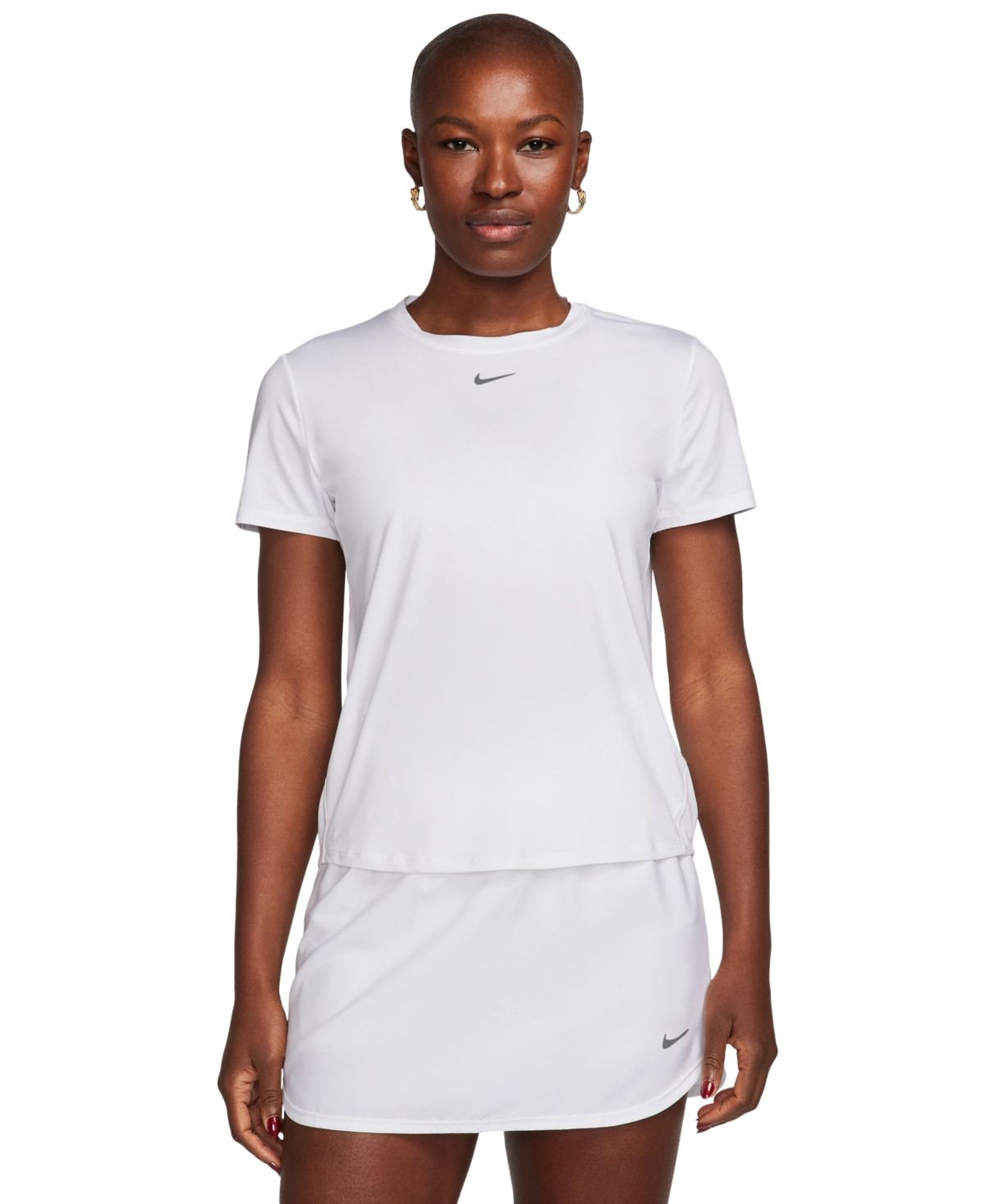 Nike Women's One Classic Dri-fit Short-Sleeve Top - White/black | Macy's