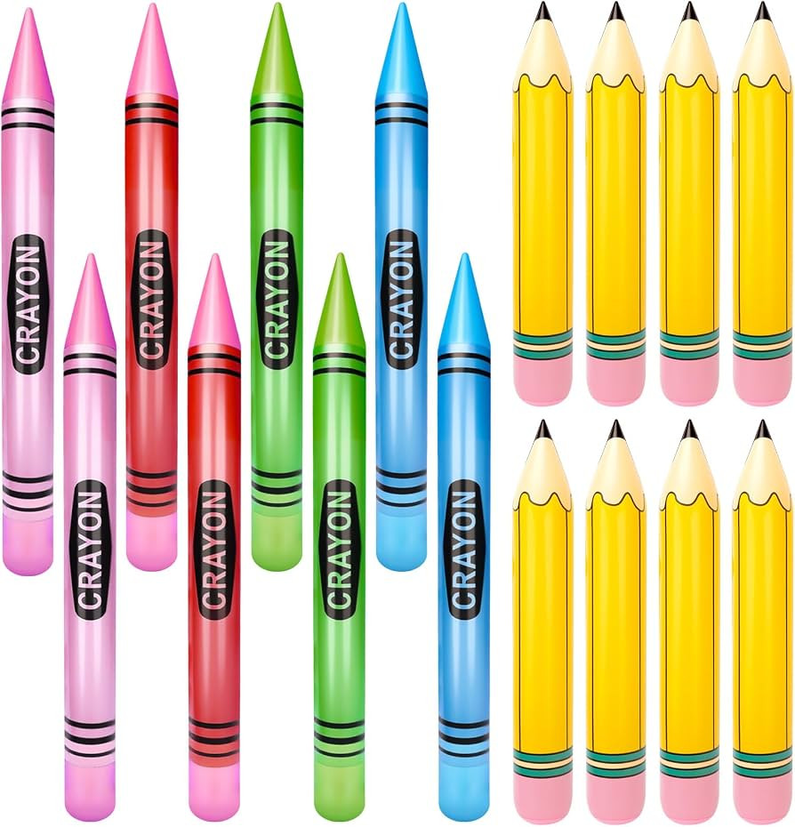 SAYAYA 8 Pcs Large Inflatable Pencil and Crayons Set, Yellow Jumbo 41.3\u201c Giant Crayons & 26.... | Amazon (US)