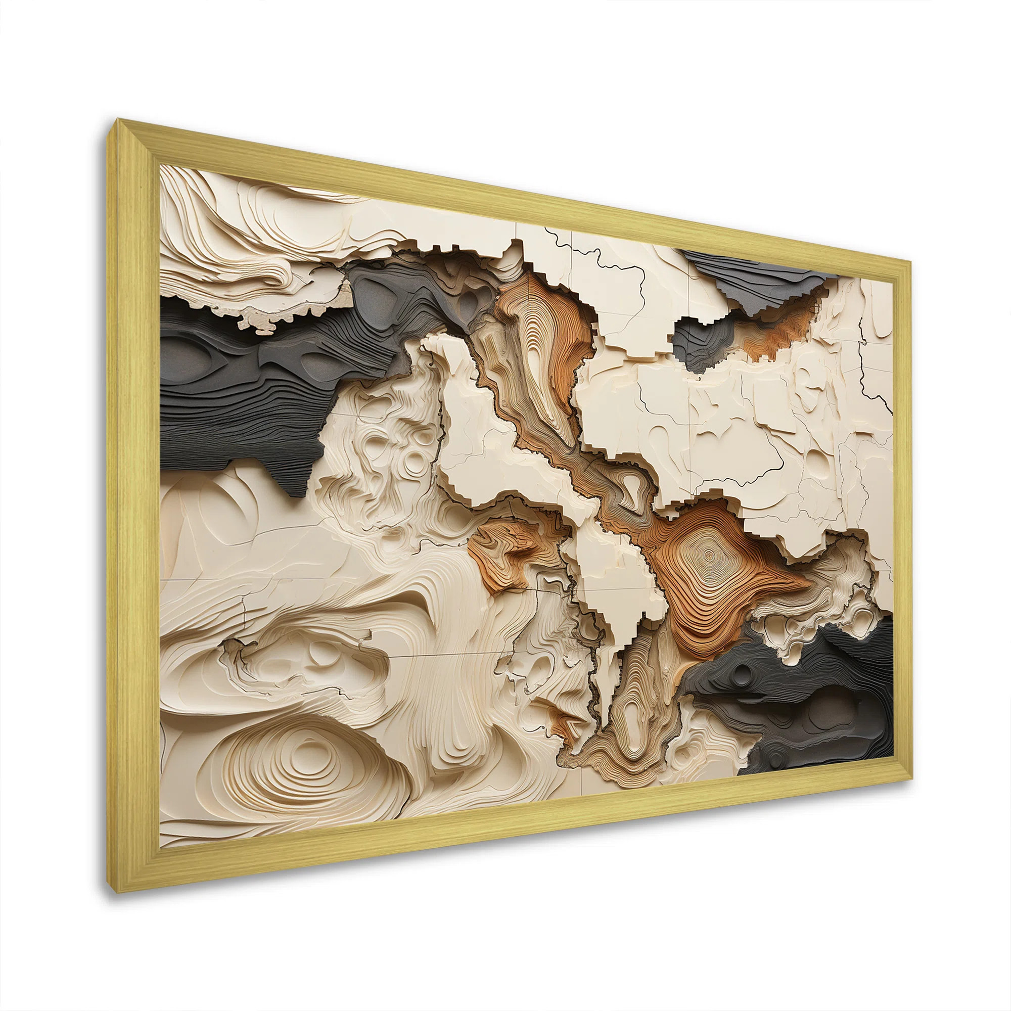 Beige And Brown African River Collage - Abstract Shapes Wall Decor | Wayfair North America
