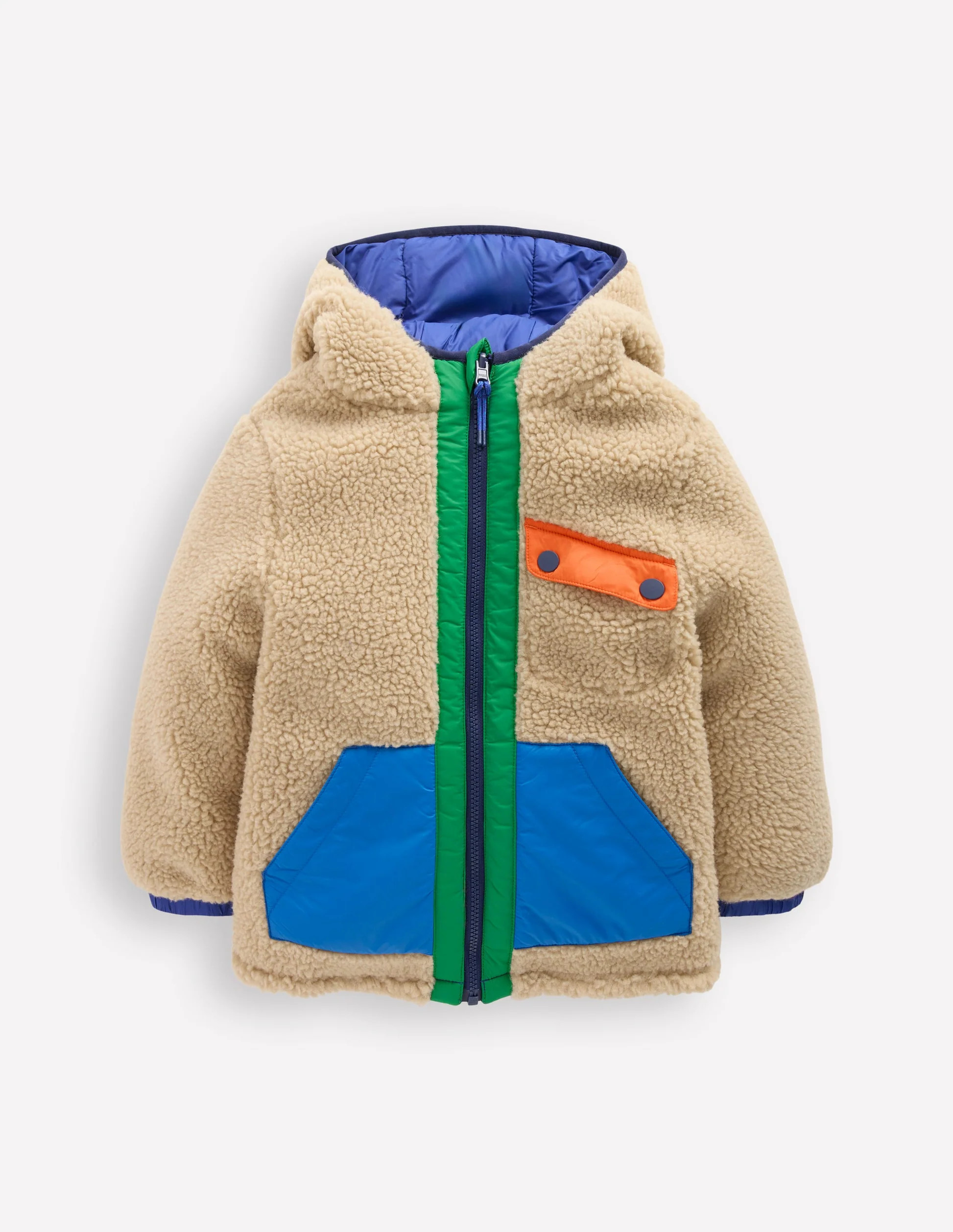 Reversible Cosy Borg Jacket-Mazarine Blue | Boden (US)