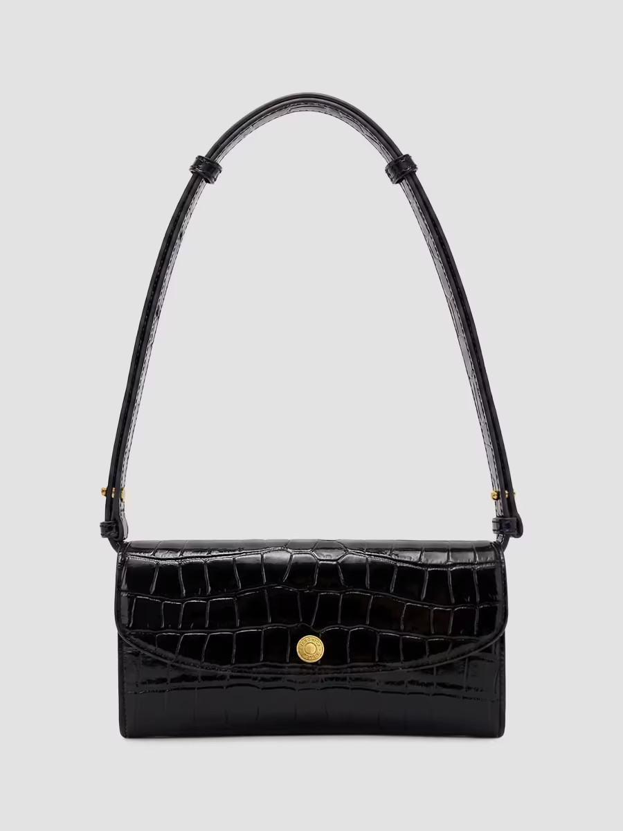 Women's Croc-Embossed Leather Crossbody Wallet - Black | Saks Fifth Avenue