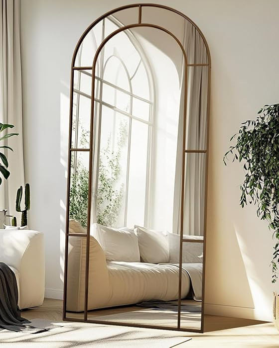 Antok 76" x 34" Full Length Mirror, Floor Mirror Arched Window Decorative Mirror, Metal Framed De... | Amazon (US)
