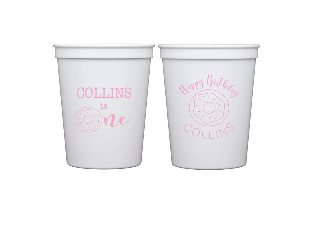 Donut first birthday, Donut birthday cups, Donut birthday theme, Sweet one first birthday, Person... | Etsy (US)