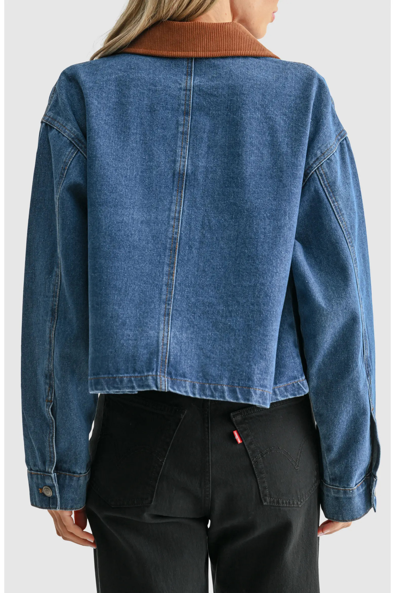 All in Favor Contrast Collar Denim Jacket (Women) | Nordstrom | Nordstrom