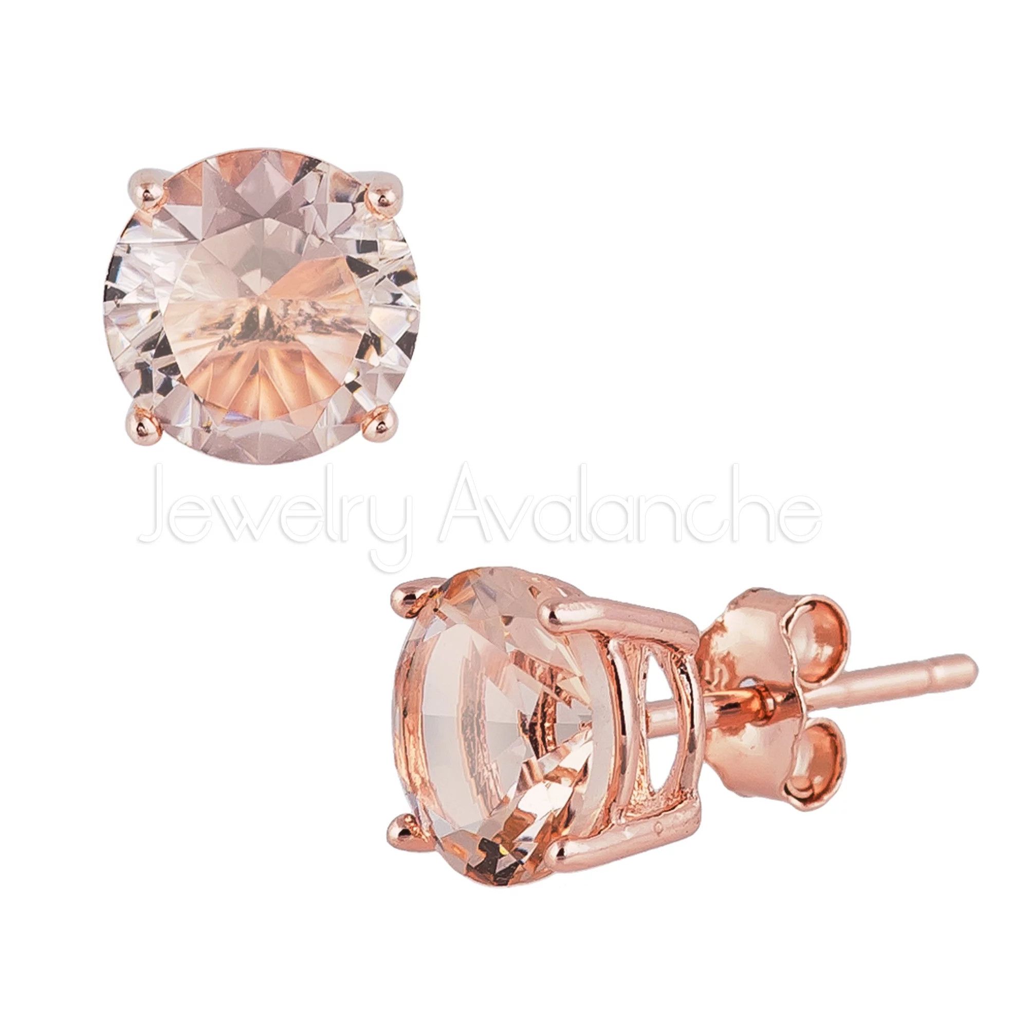 Solitaire Champagne CZ Stud Earrings - Unisex Rose Gold Plated .925 Sterling Silver Stud Earrings... | Walmart (US)